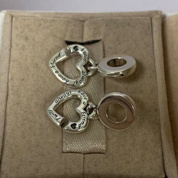 Pandora Linked Sister Hearts Split Dangle Charm - Picture 2 of 4